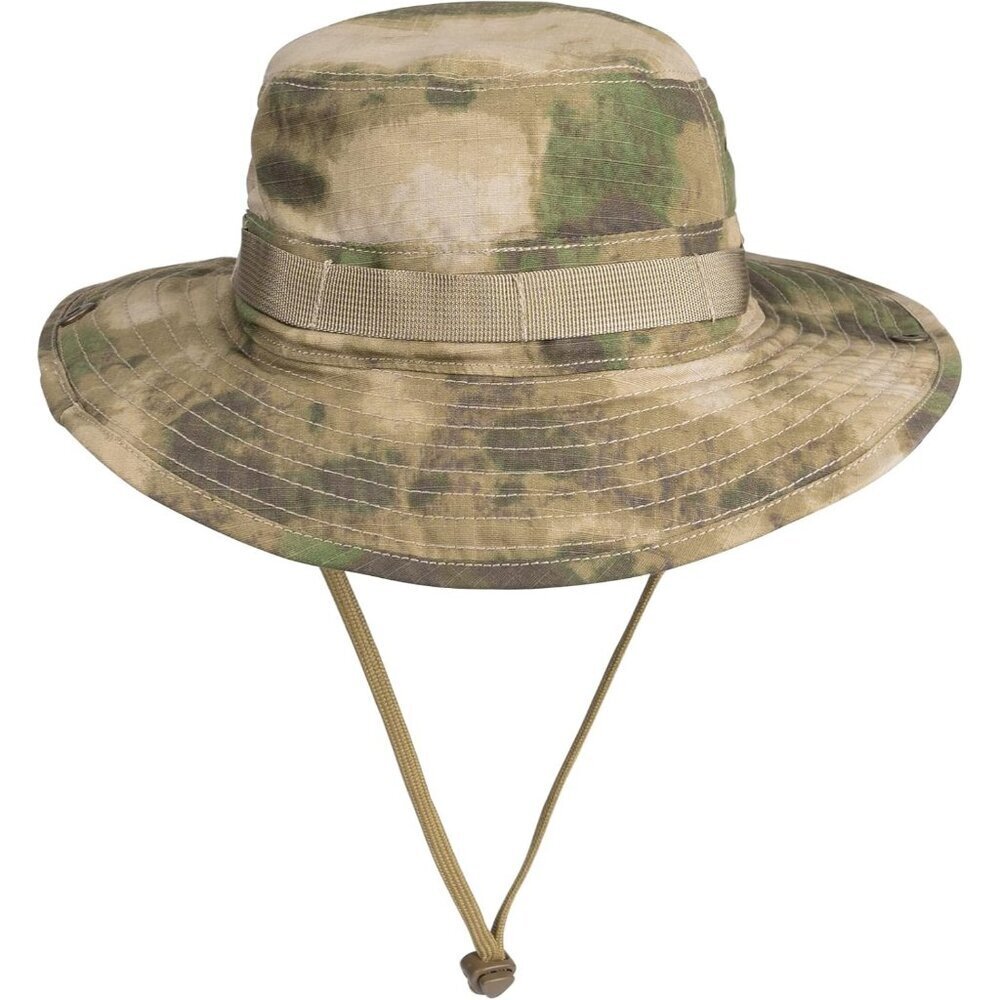 Unisex Tactical Wide Brim Loops Buckle With Chin Strap Adjustable Boonie Sun Hat